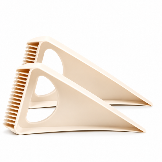 KUODIEOR® Jack™ beige silicone grip pieces with ridged edges, two-piece set displayed on a clean white background.