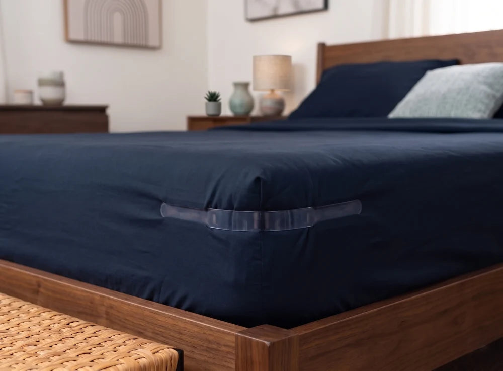 KUODIEOR Lock bed sheet holder installed discreetly beneath a fitted sheet on a neatly made bed