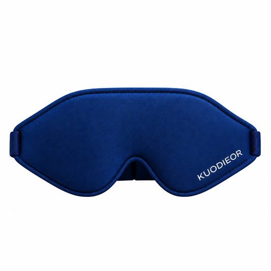 KUODIEOR® Premium Sleep Mask in navy blue with contoured padded design, displayed on a clean white background.