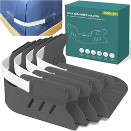 KUODIEOR gray lock bed sheet holders 4 piece set